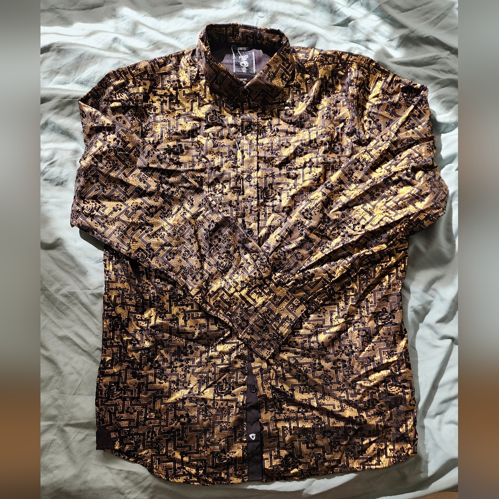 Fried Denim Gold and Black Patterned Skirt